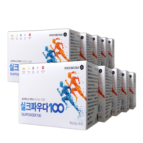 [신도바이오실크] 실크파우다100_10Box(3g*300포)_흡수율 높은 실크아미노산100%, 단백질함량 90% 이상, 18종 필수아미노산 포함
